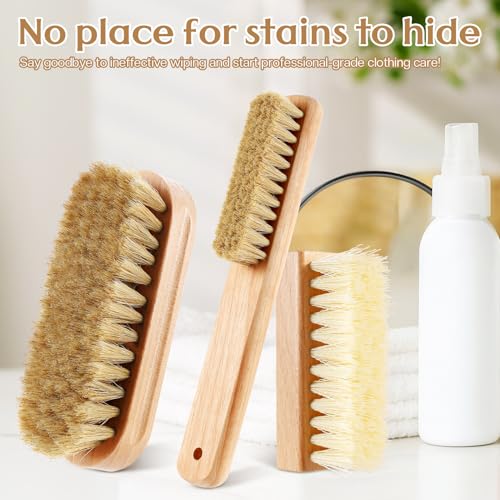 3 Pcs Wood Laundry Stain Brush Stain Remover Brushes with Boar Bristle Small Stain Brush for Clothes for Scrubbing Stains from Furniture Fabric Leather(3 Pcs F) - style: 3 Pcs F