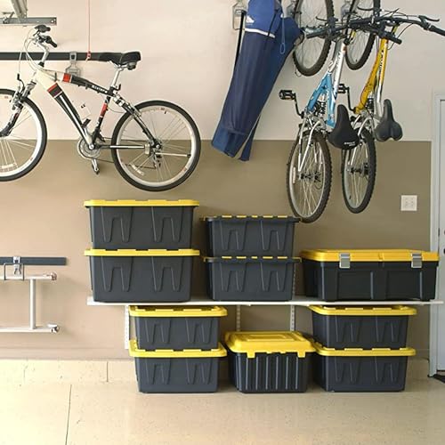HOMZ Durabilt Plastic Storage Bins with Lids, 27 Gal, Black/Yellow, 2 Pack - color: Black Base/Yellow Lid, size: 27 Gallon (Pack of 2)