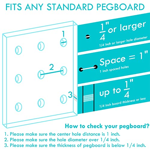 Pegboard Shelf Hooks 4Pack Metal Brackets, Peg Board Accessories(Black, 8") - color: Black, size: 8 Inch