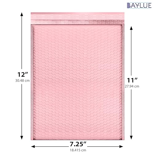 Light Pink Bubble Mailers 7.25x12, Poly Padded Envelopes #1, 100 Pack - color: Light Pink, size: 7.25"x12" / 100 Pack