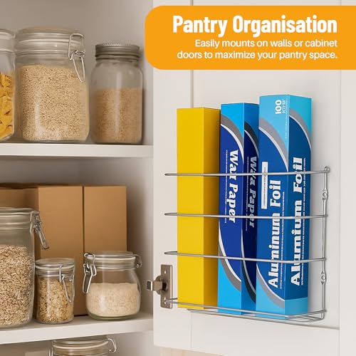 Evelots Kitchen Wrap & Food Bag Organizer Wall/Cabinet Mount, 2-Pack, White - color: White, size: 2 Pack