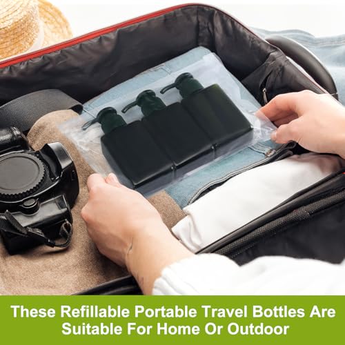 Domensi 24 Pcs 3.4 oz Pump Bottle Mini Travel Bottles, Dark Green - color: Dark Green