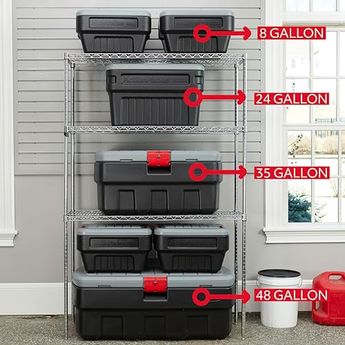 Rubbermaid® ActionPacker®️ 8 Gal Lockable Storage Box Pack of 4, Outdoor, Industrial, Rugged, Grey and Black - size: 8 gal-(Pack of 4)