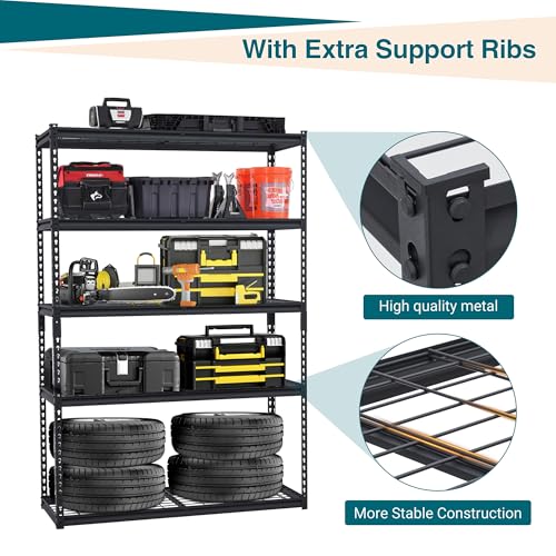 60'' X 24'' x 77'' Inch Garage Heavy-Duty Metal Shelving Unit, 3000 Lbs Adjustable Storage Metals Shelve, Industrial Metal Rack for Garage, Basement, Warehouse, Workshop - size: 60 x 24 x 78 inches