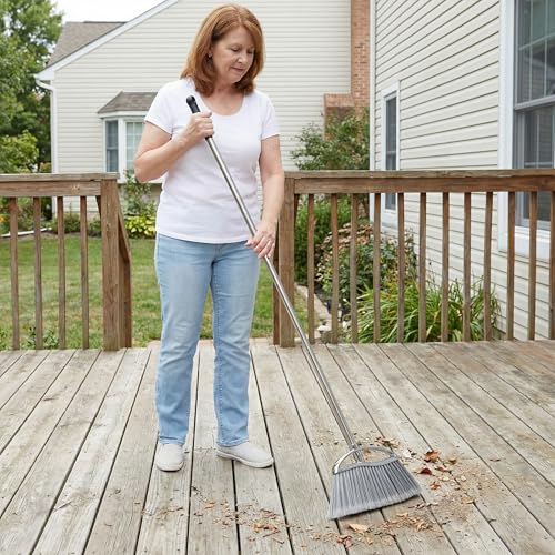 Outdoor Stiff Bristles Angle Broom Heavy Duty Sweeping Patio Broom with Long Handle for Garage Garden Commercial and Industrial