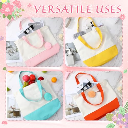 Sanwuta Canvas Tote Bags with Zipper Plush Purse Craft - color: Colorful