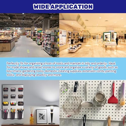 40Pcs 2" 4" 6" 8" Pegboard Display Hooks Assortment Set, Stainless Steel Garage Organization Peg Wall Hook Metal Slatwall Panel Hook Fit 1/8 and 1/4 Inch Pegboard for Retail Shop