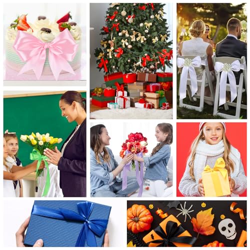 NESCCI 200 Yards Ribbon,1-1/2 Inch Satin Ribbon,Single Face Satin Ribbons - color: 8 Colors-A, size: 1-1/2 Inch | 25 yards