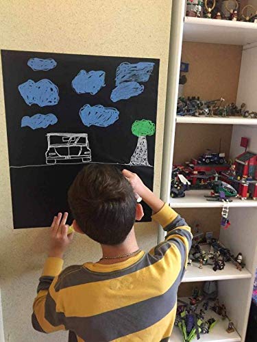 Chalkboard Contact Paper Roll - 17.3” x 78.7” (6.5 Feet) - 5 Chalks Included - Self Adhesive Chalk Paper Removable DIY Blackboard Wall Sticker for School, Office, Home, Art - Black Chalkboard Stickers - color: Black