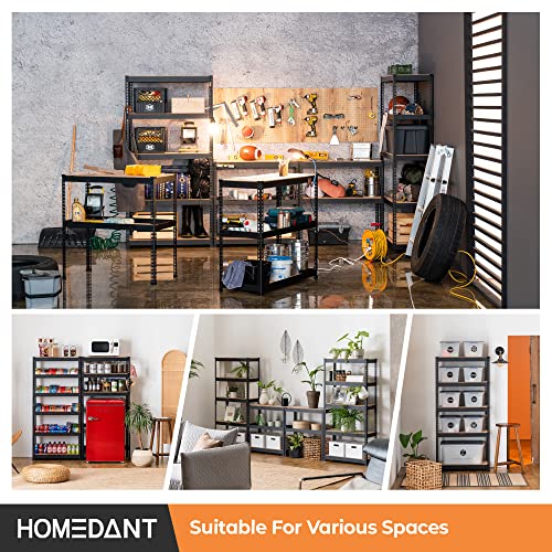 HOMEDANT Black 28" W 5 Tier Storage Shelves Garage Shelving Unit Metal - color: Black, size: 28"W x 12.3"D