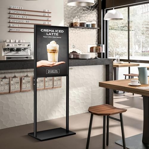 DISPLAYSWORKER Sign holder floor stand, heavy Duty Pedestal poster banner stand for display,22×28 inch slide-in double sided poster sign holder floor standing for board Display (Black, 22×28) - size: 22×28