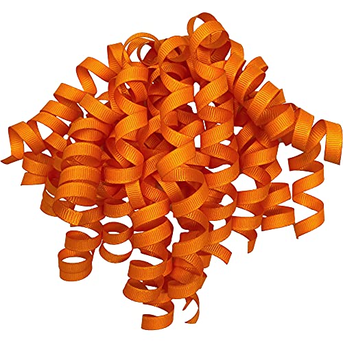 Jillson Roberts 6-Count Self-Adhesive Grosgrain Curly Bows Available in 15 Colors, Orange - color: Orange