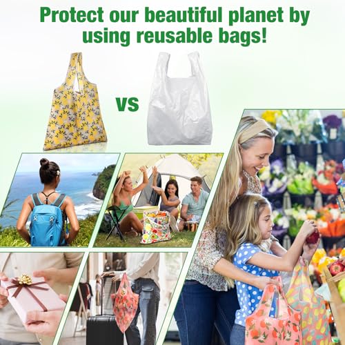Eccliy 24 Pcs Reusable Grocery Bags Shopping Bags Foldable, Fruits Style - style: Fruits Style