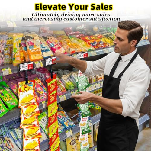 Dafftos Hanging Merchandise Strips with Hooks Chip Display Rack Stands Potato Bag Holder 12 Clips for Retail 32 inches Displaying Black Label Headers Card Snacks Metal 4 Pack - style: 12 Chip 4 Pack