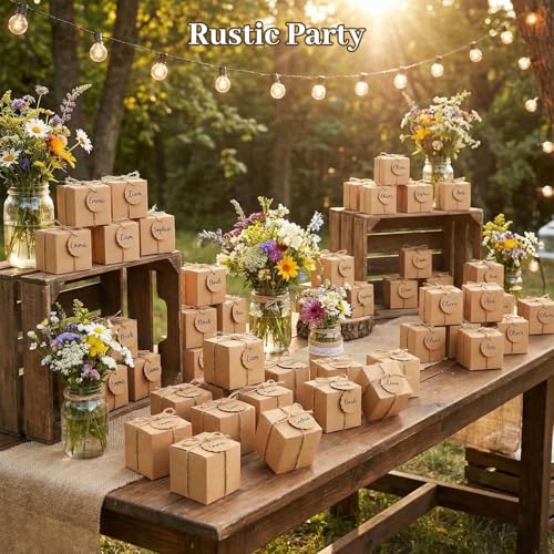 VGOODALL 50 PCS Small Gift Boxes, 2x2x2 Inch Mini Party Favor Boxes - color: brown