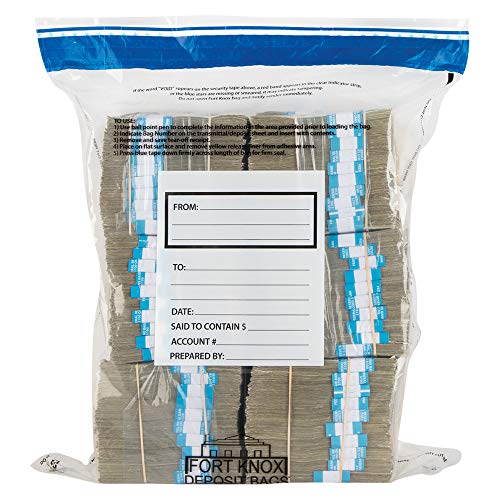 12 Bundle Ultima Ultima Blue Deposit Bags - Holds 12 Bundles of Cash - 50/Pack - size: 456 square inches