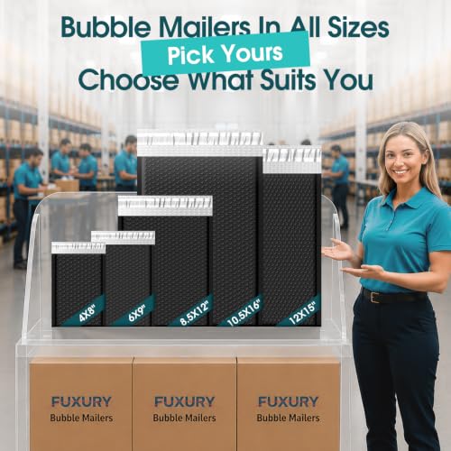 Fuxury Bubble Mailers Bulk 6x10" 268800 Pack Black Padded Envelopes - color: Black, size: 6×10" 268800PC