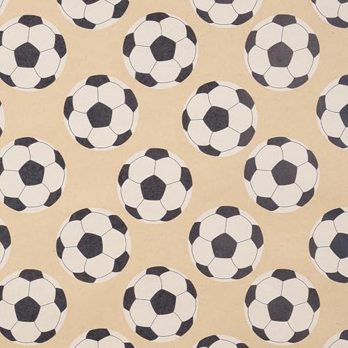 RUSPEPA Football Wrapping Paper Roll for Men Boys Kids, Mini Roll, Black and White Soccer Ball Design Kraft Gift Wrap for Birthday, Game Day, Sports Party, 17 Inches x 16.4 Feet - color: Kraft Classic Soccer