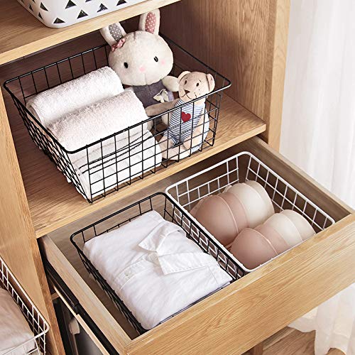 LeleCAT Wire Storage Baskets,Metal Wire Food Storage Organizer Bin Basket with Handles for Kitchen Cabinets, Pantry, Bathroom, Closets, Garage,Black 4 Pack - size: 4 Pack