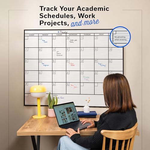 Large Dry Erase Calendar for Wall 36x48, Big Classroom Giant Month, Undated Reusable Family Monthly, Rolled Whiteboard White Board, Calendar Dry Erase Planner for Wall Erasable Large Office 48x36 - size: 48"W x 36"H
