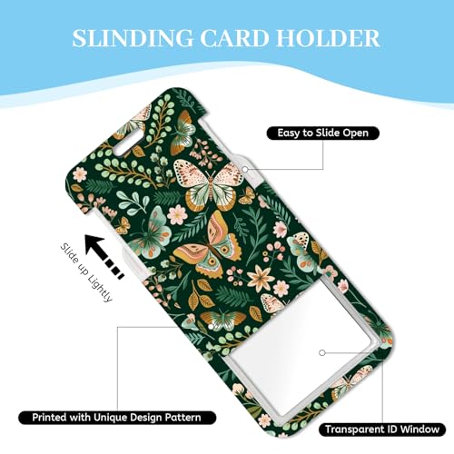 Hancynir Butterfly Lanyard for Id Badge, Badge Holder Retractable Reel Clip - color: Butterfly Flowers