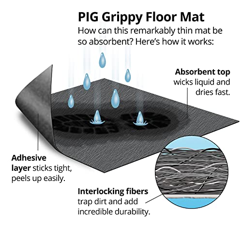 PIG Grippy Floor Mat | Industrial Entrance Mat with Adhesive Backing | 4' x 50' Mat Runner | Gray | GRP48201-GY - color: Grey, size: 4' W x 50' L