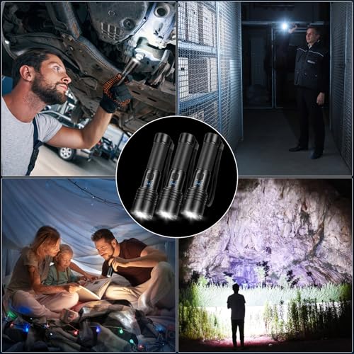 3 Pack Rechargeable LED Flashlights: 990,00 Lumens Super Bright Flashlight with 5 Modes - Powerful Waterproof Handheld Flash Light for Camping, Hiking, Night Patrol & Household Use