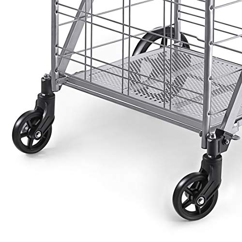 Wellmax Heavy Duty Grocery Cart, Metal Folding Shopping Cart, 160 lb Max - size: Jumbo