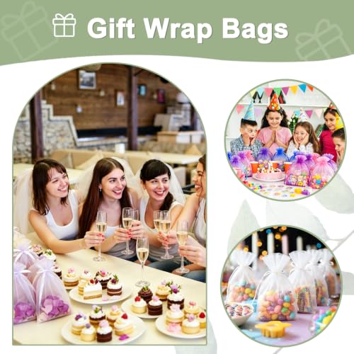 Kelfuoya 50Pcs Organza Drawstring Pouches, Purple 3"×4" Sheer Gift Bags - color: Purple-3"x4"