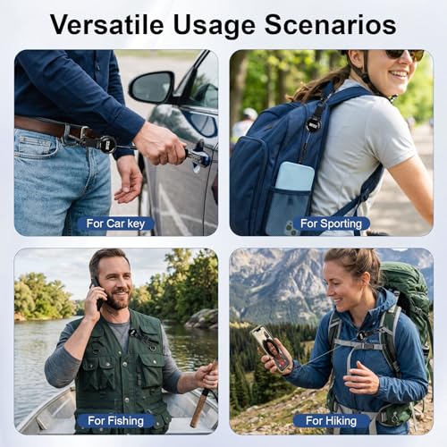 Retractable Anti-Theft Phone Tether Lanyard Locking Carabiner | Phone Leash with Steel Cable & Metal Tab. Ideal for Festivals, Hiking, Skiing, Fishing & Travel