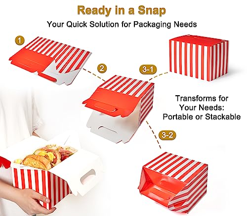 Happyhiram 40 Pack Christmas Red Striped Large Gable Boxes, 9x6x6 Inch - color: Red Stripes, size: 1 Count (Pack of 40)