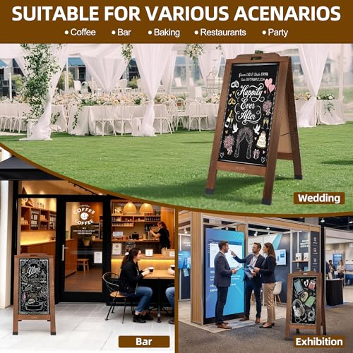 Magnetic Portable A-Frame Chalkboard Signs, 40" × 20", Brown - color: Aa-portable-brown