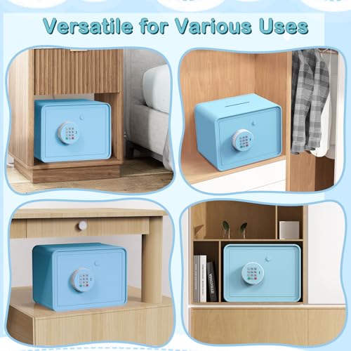 Kids Mini Safe Small Cash Box, Macaron Money Security Safe, Piggy Bank - color: Blue