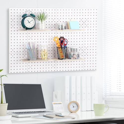 Wonderjune 4 Pcs Wooden Pegboard Shelves, Brown, 9.84 x 5 Inch - color: Brown, size: 9.84 x 5 Inch
