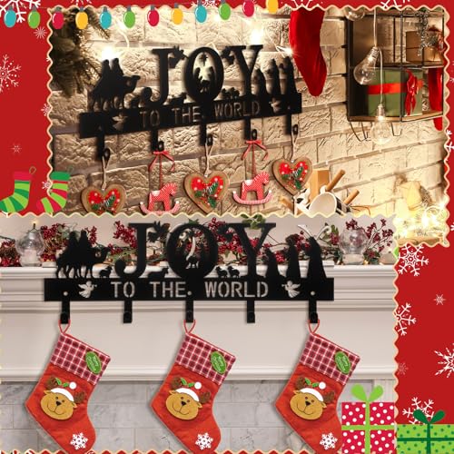 Cinnvoice Nativity Christmas Stocking Holder for Wall, 5 Hangers,Joy - style: Joy