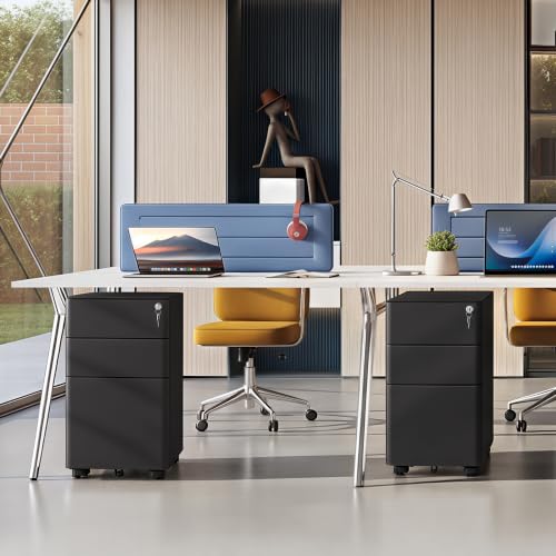 DEVAISE 3 Drawer Mobile File Cabinet, Fully Assembled Except Casters - color: Black, size: 11.8"W x 17.7"D x 23.2"H
