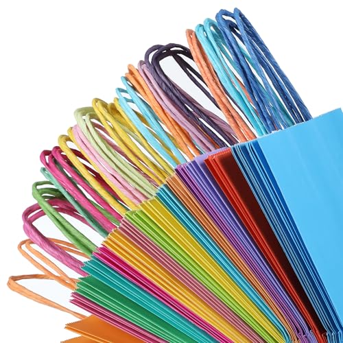 Mr. Pen- Paper Gift Bags with Handles, 32 Pack, 8.3" x 5.9" x 3.1" - color: Fun Spring