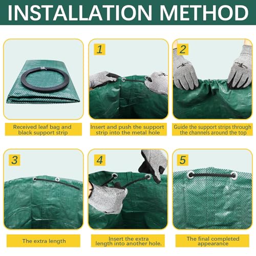 3 Pack 72 Gallon leaf collector bag lawn bags,leaf bags Heavy duty reusable,Gardening gloves included,Suitable for camping, yards, and recycling; can Cleaning debris, leaves, grass clippings