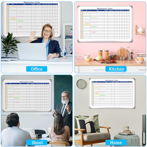Lincia Double Sided Magnetic Maintenance Task Whiteboard 36 x 24 Inch - style: Maintenance Tasks