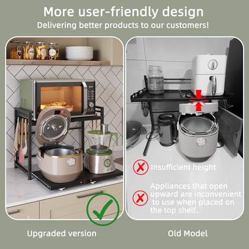 NETEL 3 Tier Expandable Microwave Stand countertop,Microwave Oven Rack - color: Black, size: 3 Tier