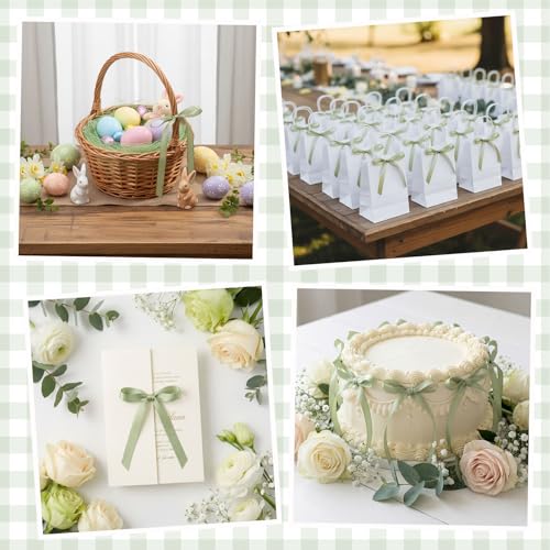 30 Pack Sage Green Bow Cake Toppers Ribbon Bows for Cake - color: Sage Green