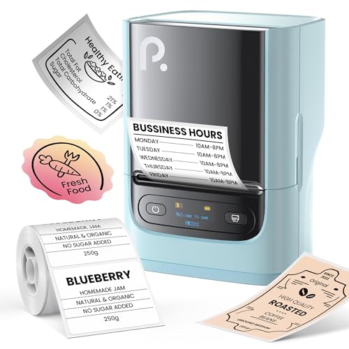 POLONO PM220S Label Maker Machine with Tape, Bluetooth Label Maker, Blue - color: Blue
