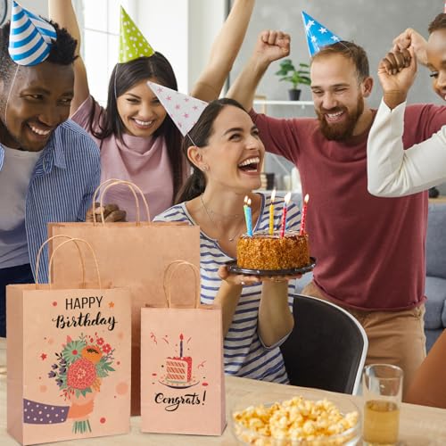 OUTUXED 180pcs Paper Bags with Handles Brown Kraft Paper Gift Bags - color: brown, size: 1 Count (Pack of 180)