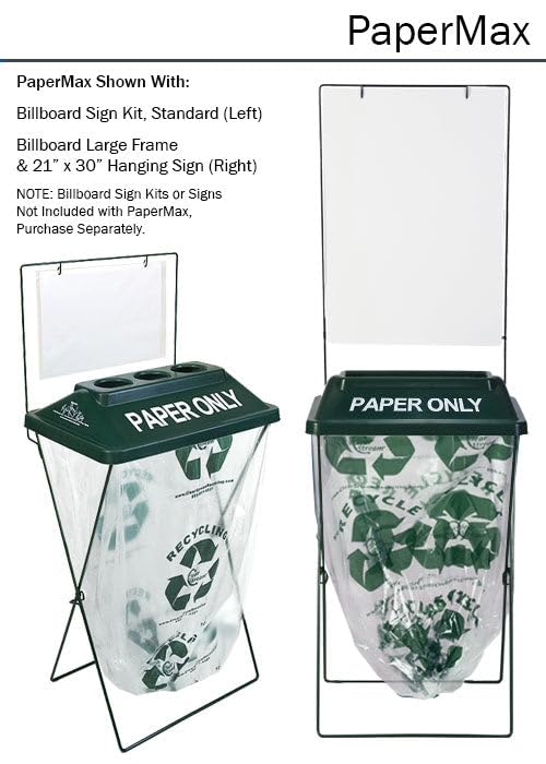 Zero Waste Event Trash and Recycling System | Portable Paper Recycling Bin | Great for Events, Festivals, Schools - 5 Pack - Green - color: Green, style: Paper