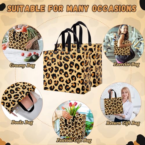 Abbylike 30 Pcs Brown Leopard Gift Bags, Animal Print Reusable Tote - style: Brown Leopard