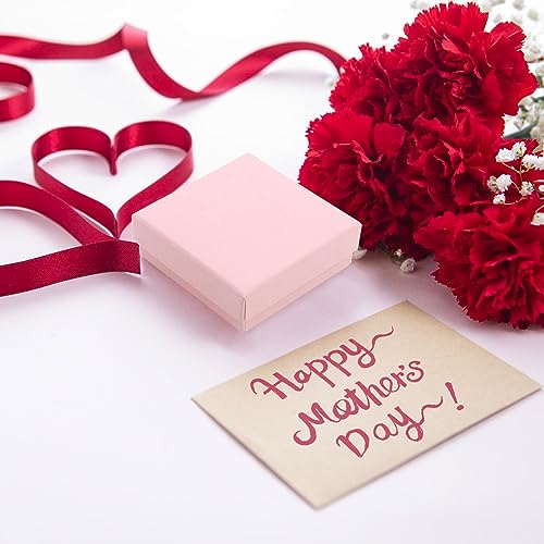 Coobbar Gift Box Necklace Earring Ring Box Gift Box,12 Pieces Square Cardboard Jewelry Gift Boxes,Cotton Filled Cardboard Paper Jewelry Box Gift Case (3.5x3.5x1.25 Inches) (Pink) - color: Pink