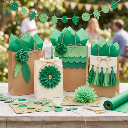 woric 160 Sheets Green Tissue Paper for Gift Bags 20 X 14 Inches - color: Green