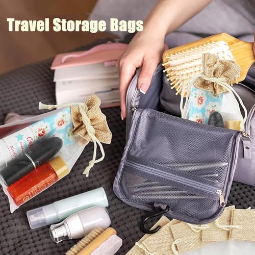 GULELAYAR 30pc Linen Jute Organza Bags - 4x6 Inch Mesh Chiffon Gift Candy Jewelry Pouches Drawstring Bags for Wedding Easter Party Favors Christmas