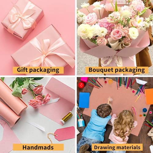 Winjeto Pink Wrapping Paper, Gift Wrap Paper for Women, Wedding, Valentines - color: Pink
