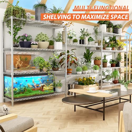 ROOMTEC 5-Tier Wire Shelving Unit,48" W*20" D*72" H,Max Load 2000LBS - color: Chrome, size: 5 tier 48"L x 20"W x 72"H 1 PC
